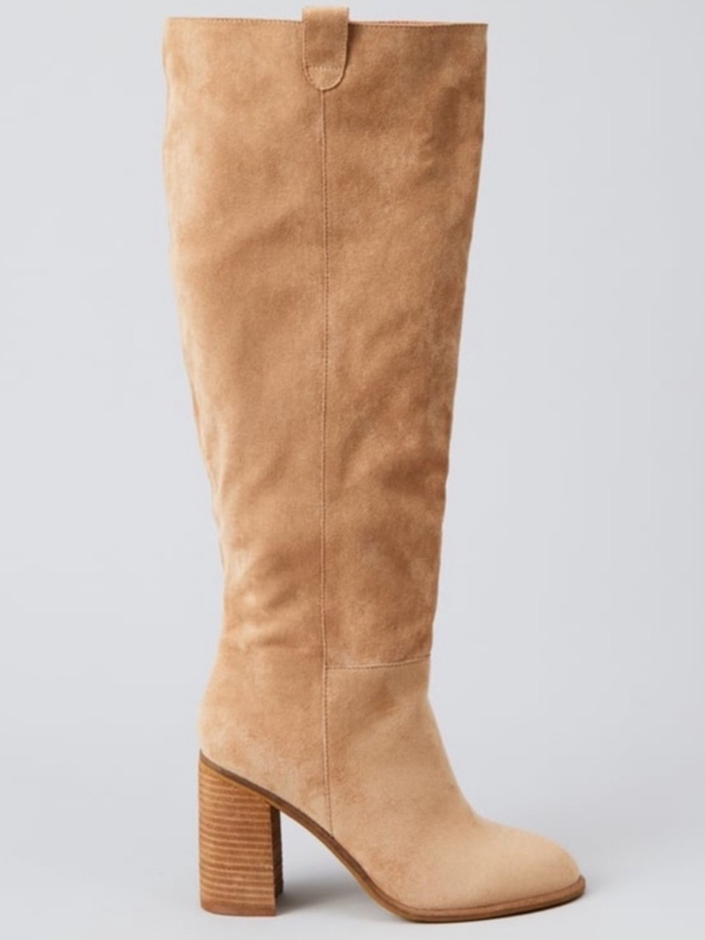 Women's Tall Suede Block Heel Boot - Tan